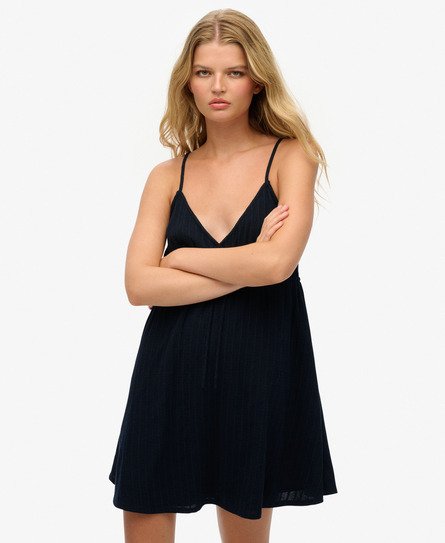 Superdry Vrouwen Geweven Cami Mini-jurk met Textuur Blauw