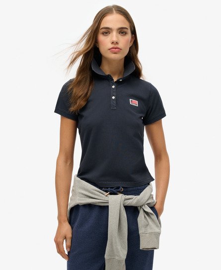 Superdry Vrouwen Athletic Essentials Poloshirt met Print Blauw