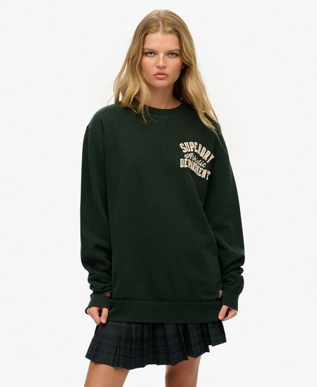 Superdry Vrouwen Oversized Vintage Athletic Sweatshirt met Ronde Hals Groen