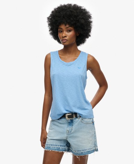 Superdry Vrouwen Tanktop met Laag Uitgesneden Ronde Hals Blauw