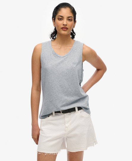 Superdry Vrouwen Tanktop met Laag Uitgesneden Ronde Hals Grijs
