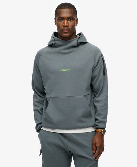 Superdry Mannen Tech Hoodie met Logo en Losse Pasvorm Blauw