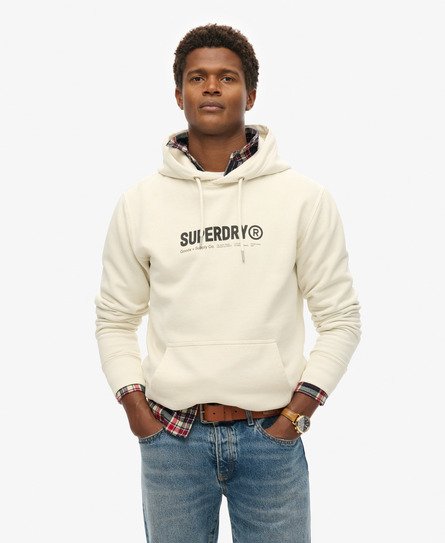 Superdry Mannen Utility Sport Hoodie Wit