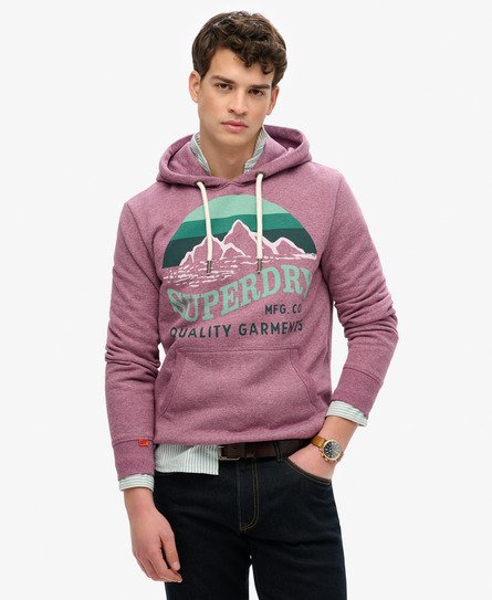 Superdry Mannen Great Outdoors Hoodie met Merklogo en Relaxte Pasvorm Paars