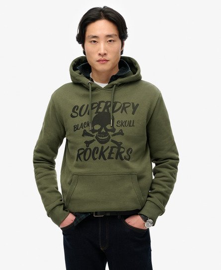 Superdry Mannen Hoodie met Zwarte Schedel Groen