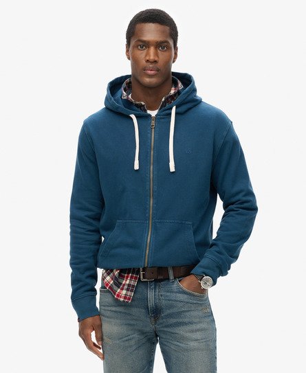 Superdry Mannen Classic Essential Hoodie met Rits Blauw