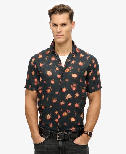 Superdry Mannen Overhemd met Korte Mouwen en Print Oranje