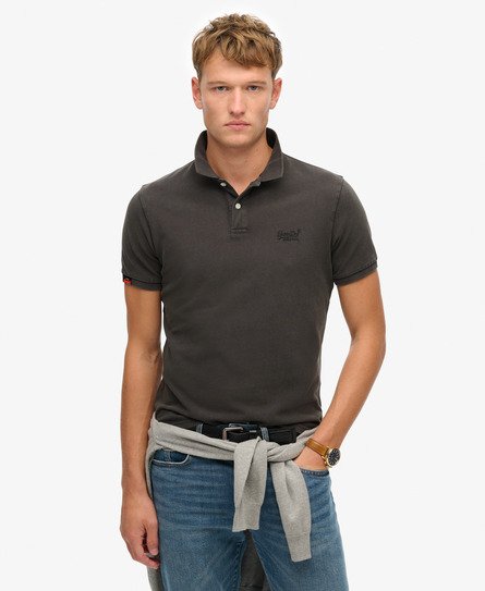 Superdry Mannen Vintage Destroy Polo Zwart