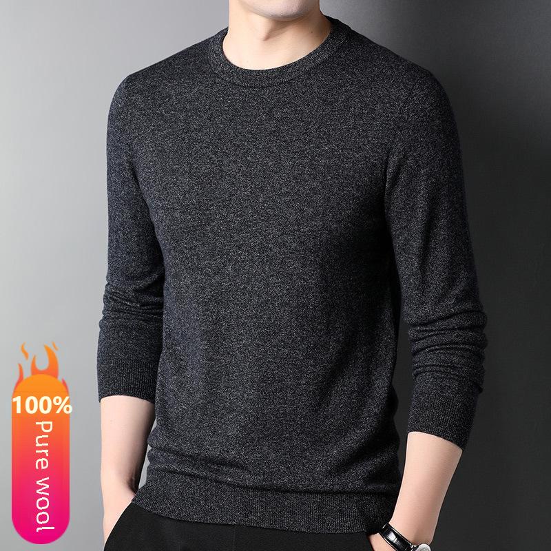 VantaGoods Herentrui van 100% zuivere wol met ronde hals - Herfst/winter gebreide lichtgewicht top 3XL