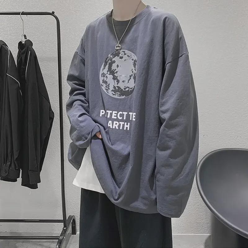 VantaGoods Trendy losvallend T-shirt met lange mouwen voor heren - veelzijdige herfstmode in Koreaanse stijl 5XL wit