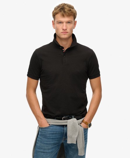 Superdry Mannen City Piqué Poloshirt Zwart