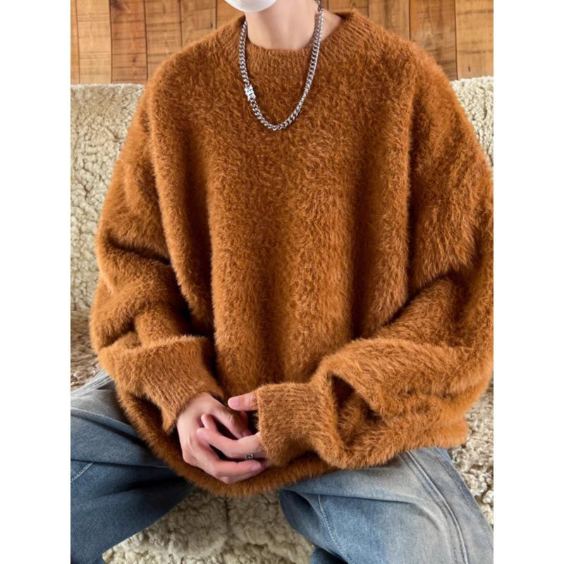 VantaGoods Japanse retro losse gebreide trui voor heren voor herfst en winter 2XL lichtbruine kleur