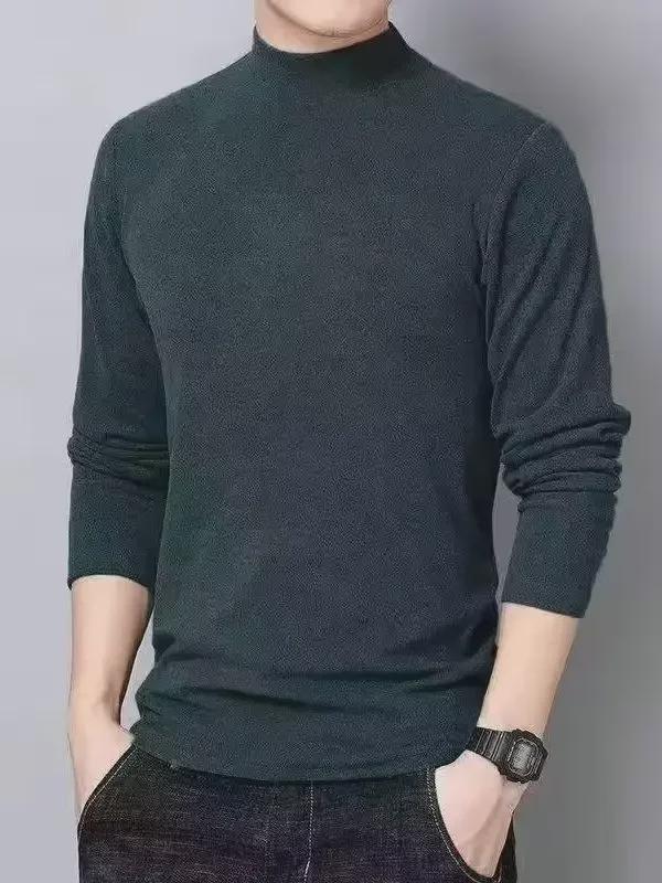 VantaGoods Dubbelzijdig fluwelen T-shirt met lange mouwen en halve col voor heren, lente/herfst, warme pluche trui. XL zwart