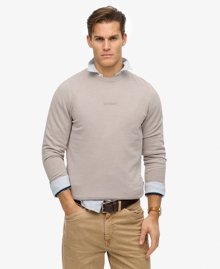 Superdry Mannen Sweatshirt met Ronde Hals en Micrologo Beige