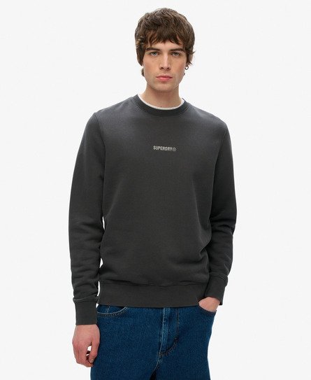 Superdry Mannen Sweatshirt met Ronde Hals en Micrologo Donkergrijs