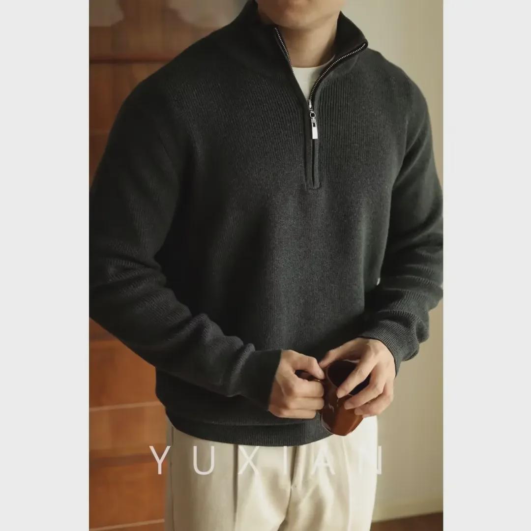 VantaGoods Heren Winter Lange Mouw V-hals Rits Polo Trui 2024 3XL - Boutique Quality