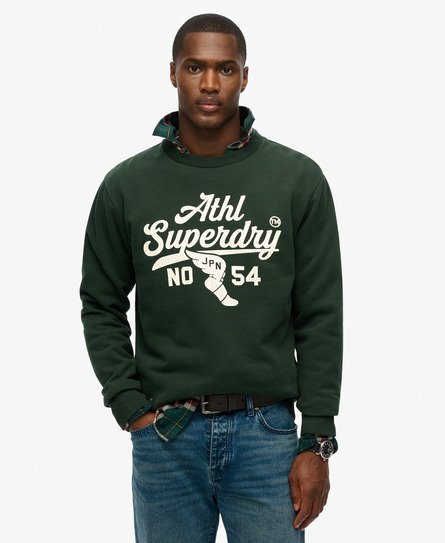 Superdry Mannen Athletic Sweatshirt met Relaxte Pasvorm Groen