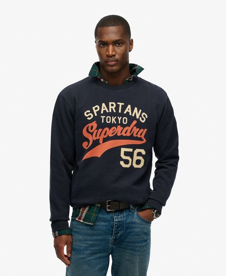 Superdry Mannen Athletic Sweatshirt met Relaxte Pasvorm Blauw
