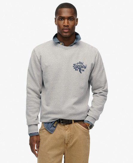 Superdry Mannen Athletic Sweatshirt met Relaxte Pasvorm Grijs