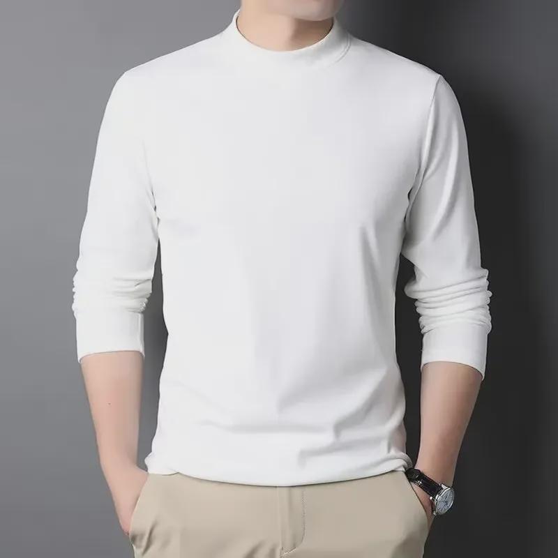 VantaGoods Heren Koreaanse stijl flanellen half-tulband T-shirt met lange mouwen