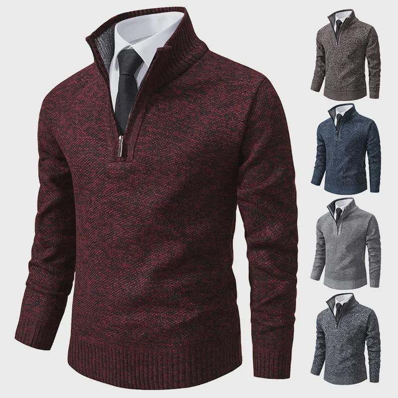 VantaGoods Heren rits half coltrui fluwelen trui: Warme gebreide casual herfst/wintertrui in grote maten XL