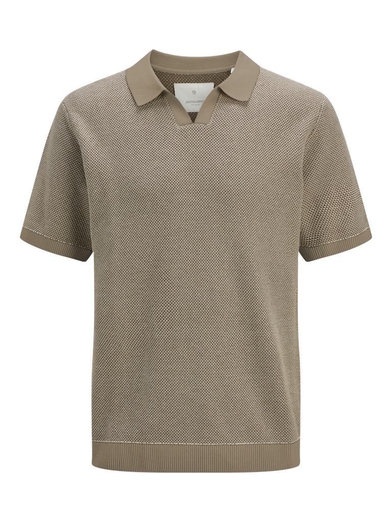 Jack & Jones jprcceaston knit split neck ss sn 12273012 rain drum