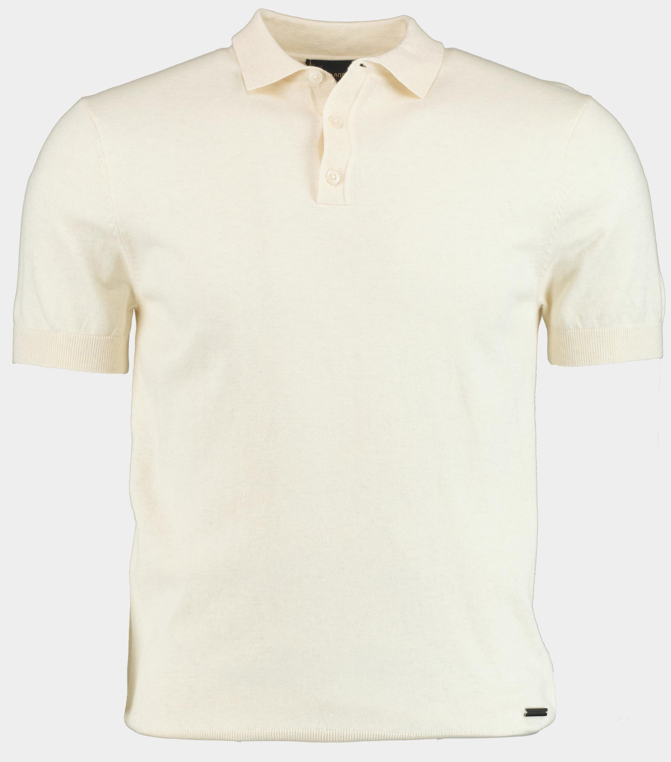 Bos Bright Blue Scotland blue polo korte mouw kobe knitted polo melange spe25108ko15sb/150 off-white