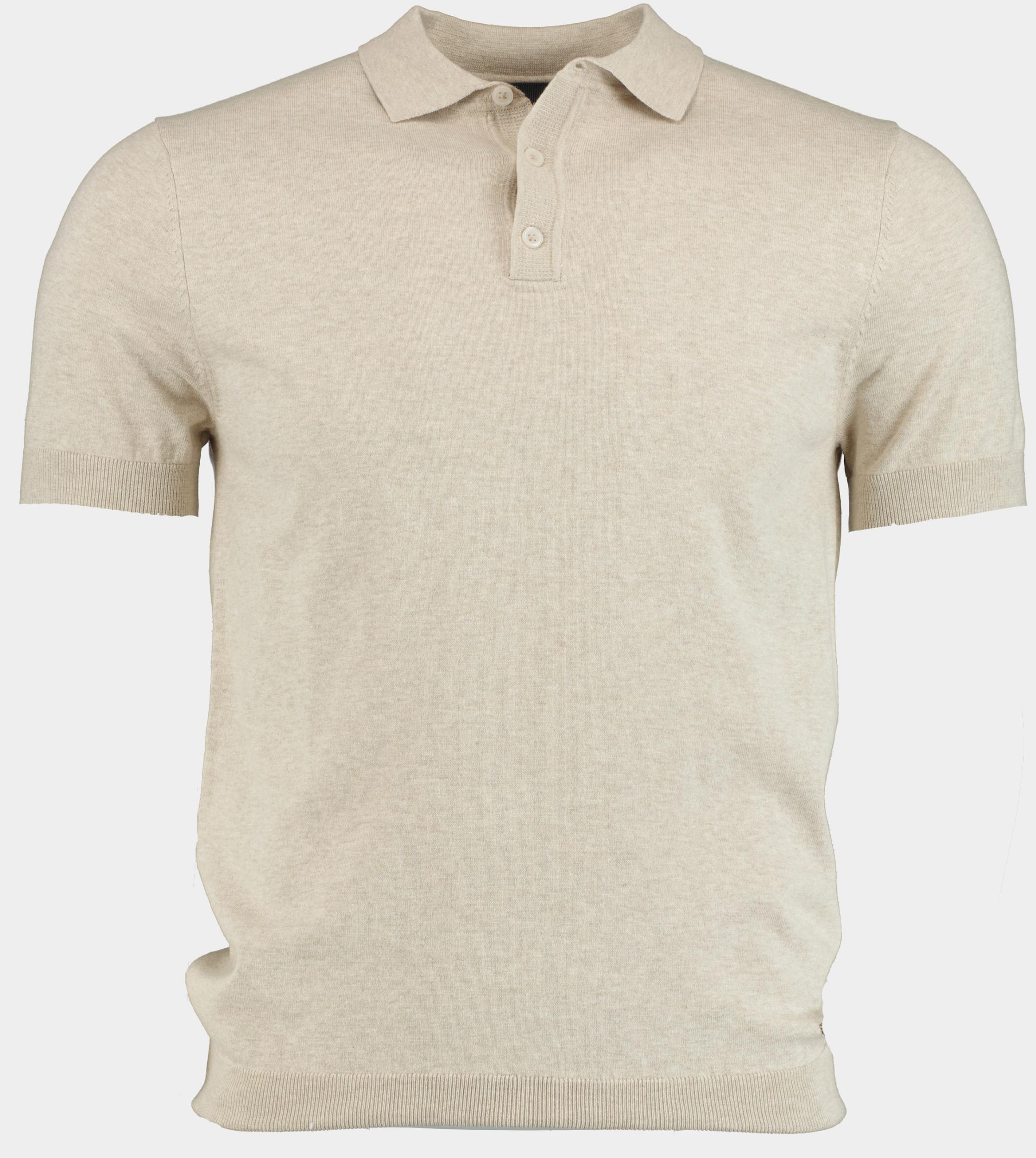 Bos Bright Blue Scotland blue polo korte mouw kobe knitted polo melange spe25108ko15sb/190 pebble