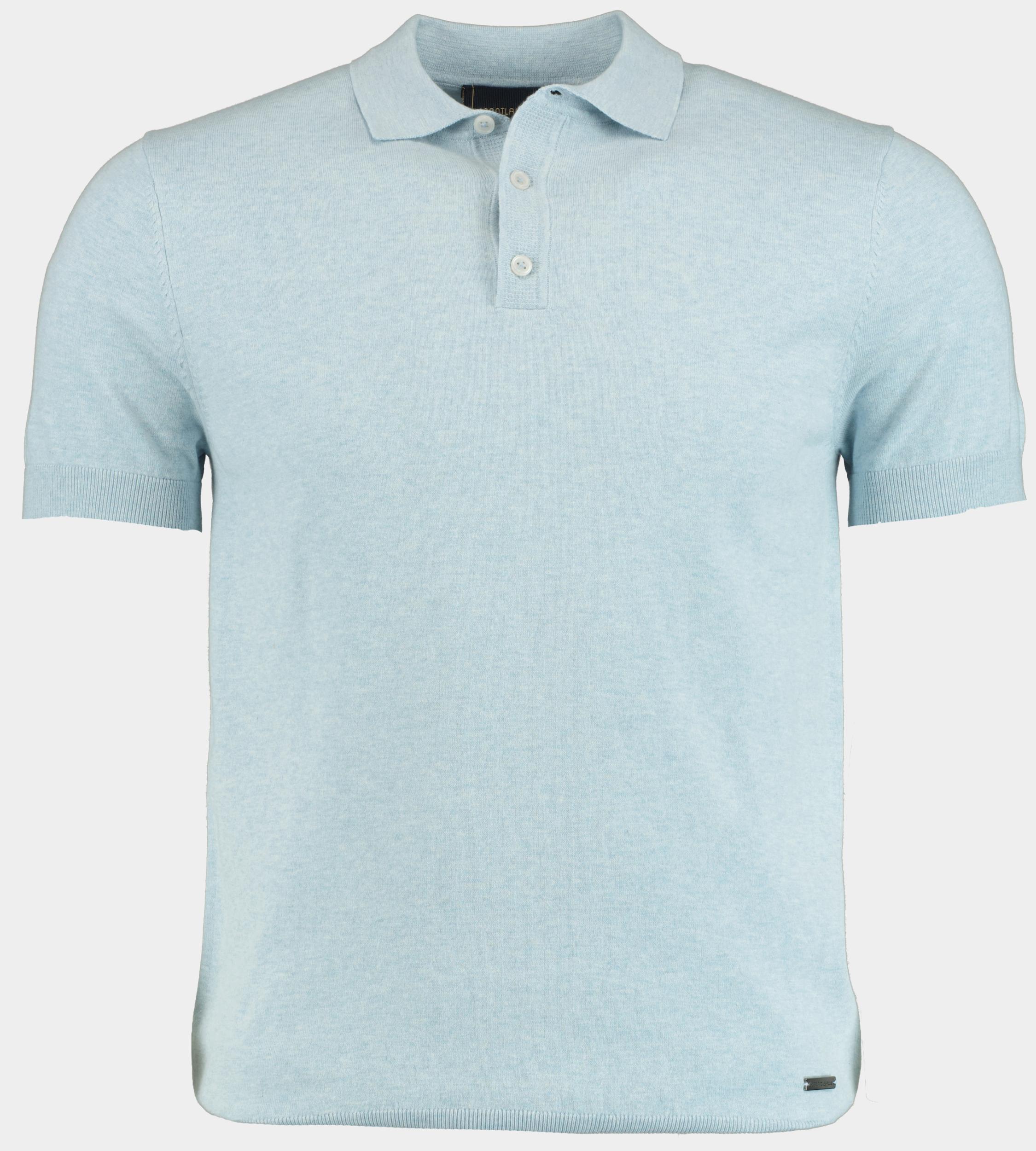 Bos Bright Blue Scotland blue polo korte mouw kobe knitted polo melange spe25108ko15sb/210 light blue