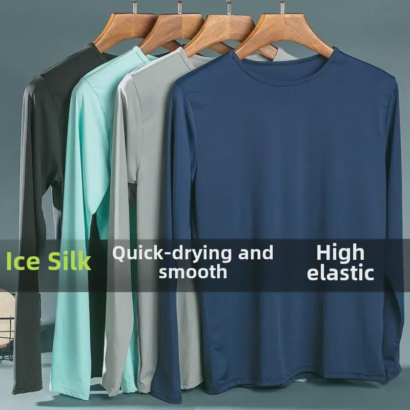 VantaGoods Heren Ice Silk T-shirt met lange mouwen, snel drogend en ademend, losvallend model Triple Extra Large (XXXL)