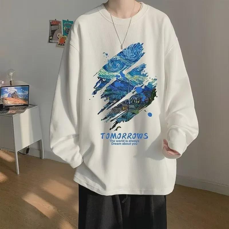 VantaGoods Heren 2023 American Fashion Heavy Cotton T-shirt met lange mouwen en losse pasvorm XL zwart