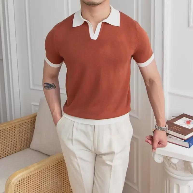 VantaGoods Trendy Japanse herenpoloshirt 2023 zomer - effen kleur, korte mouwen M grijze kleur