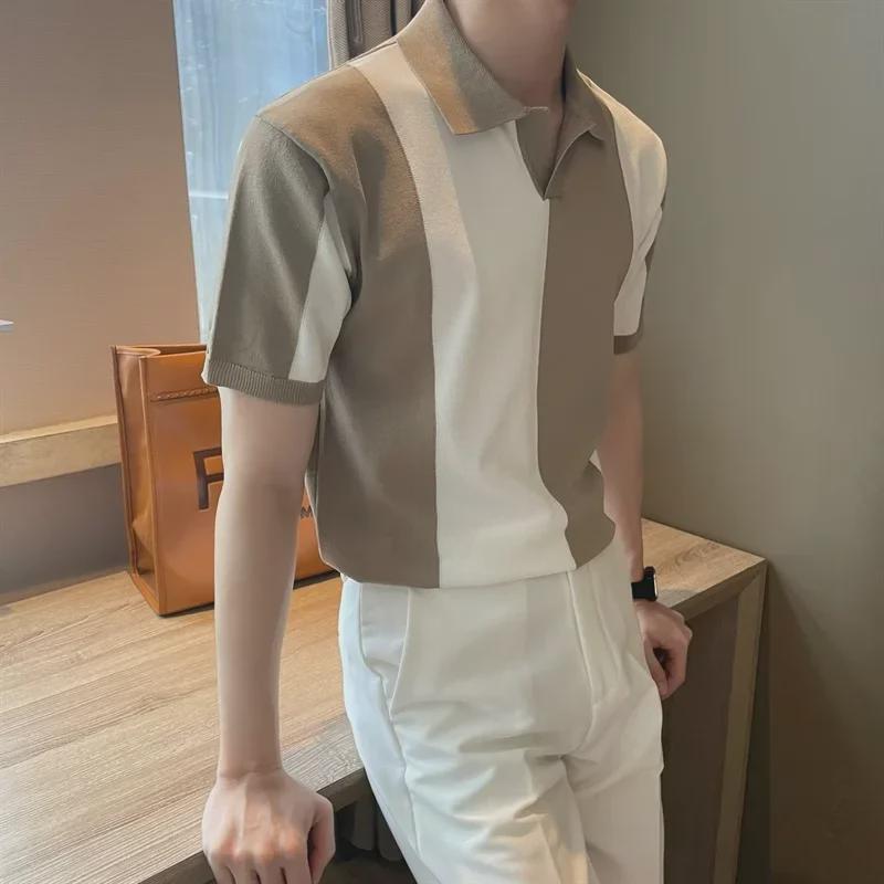 VantaGoods Trendy Slim Fit Koreaans Poloshirt voor Heren - Zomercollectie 2023 2XL kaki