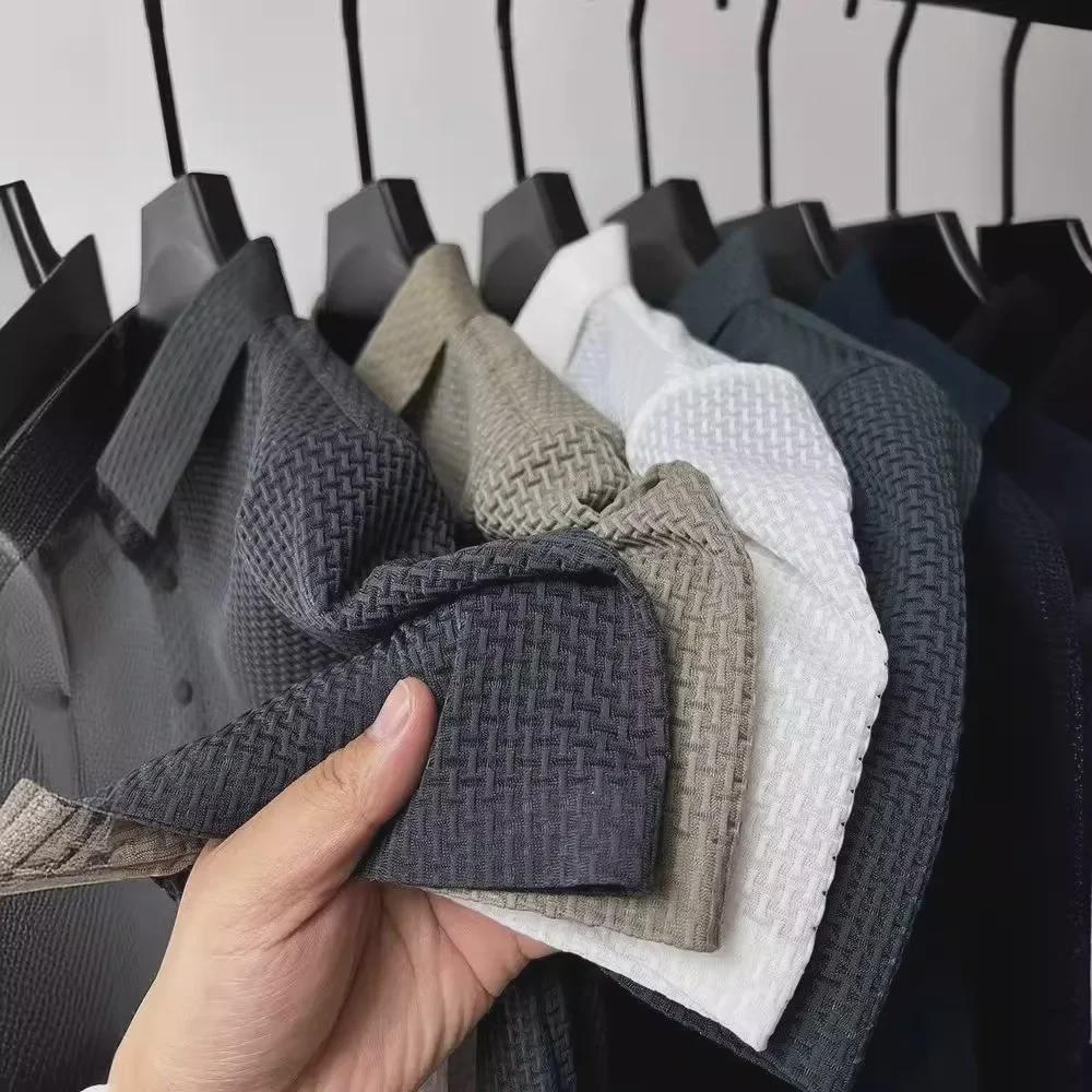 VantaGoods Heren High-End Jacquard Ice Silk Polo - Snel drogend, korte mouwen, casual draperend topje M