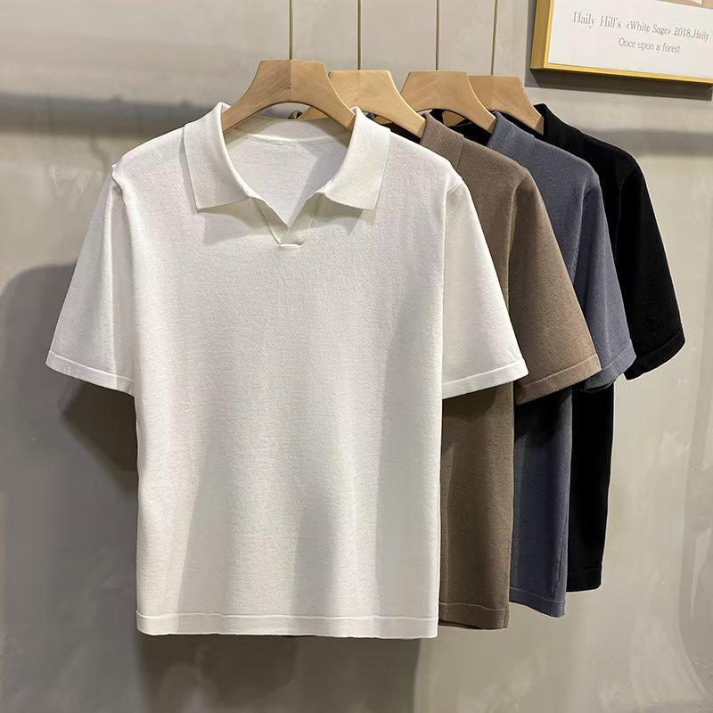 VantaGoods Zomer 2023 effen trendy POLO-shirt - Herenmode met korte mouwen 4XL grijze kleur