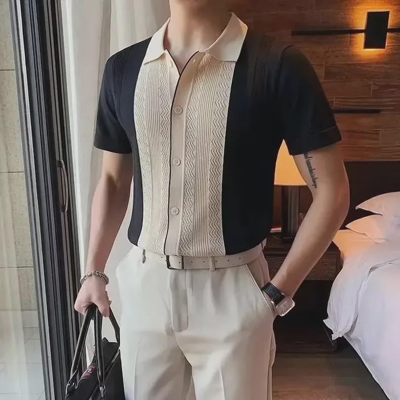 VantaGoods Trendy Japanse poloshirt met vijf-puntsmouwen voor heren uit 2023 - Veelzijdig en stijlvol voor de zomer. 3XL geel