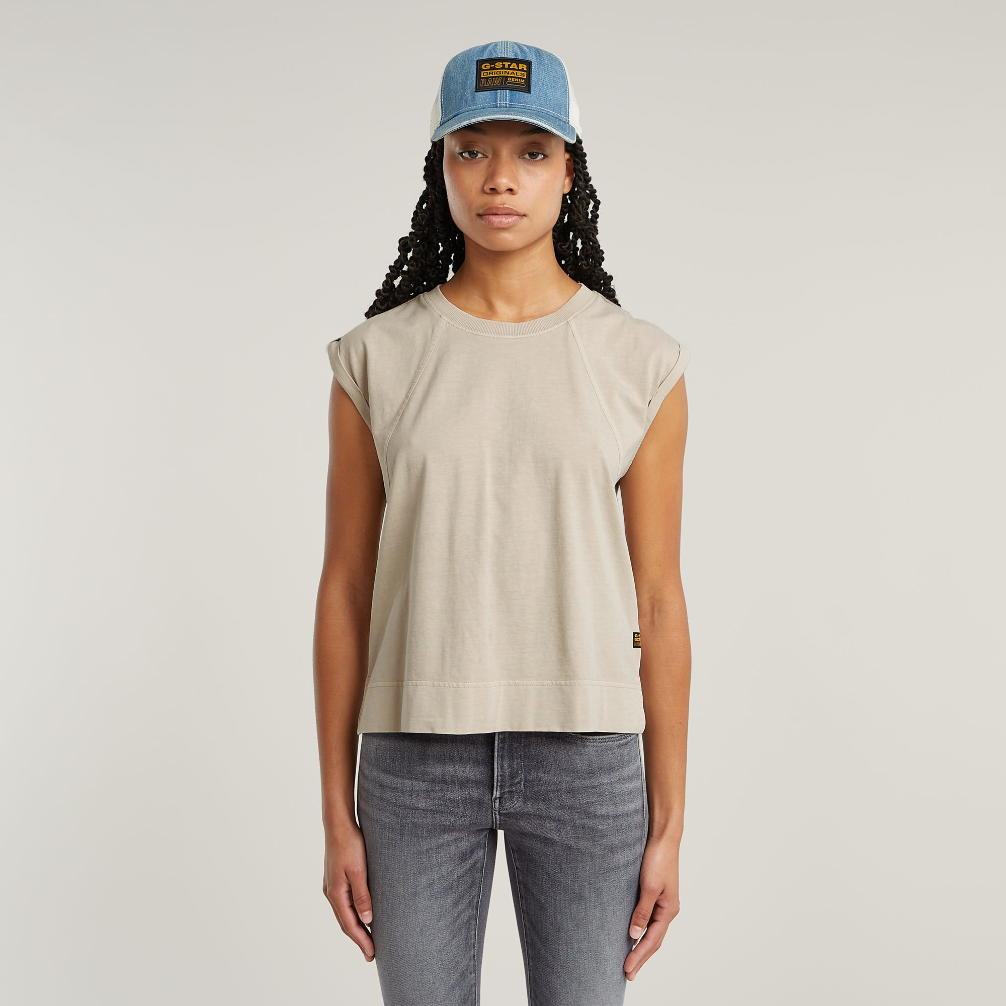 G-Star RAW Back Zip Overdyed Top - Beige - Dames