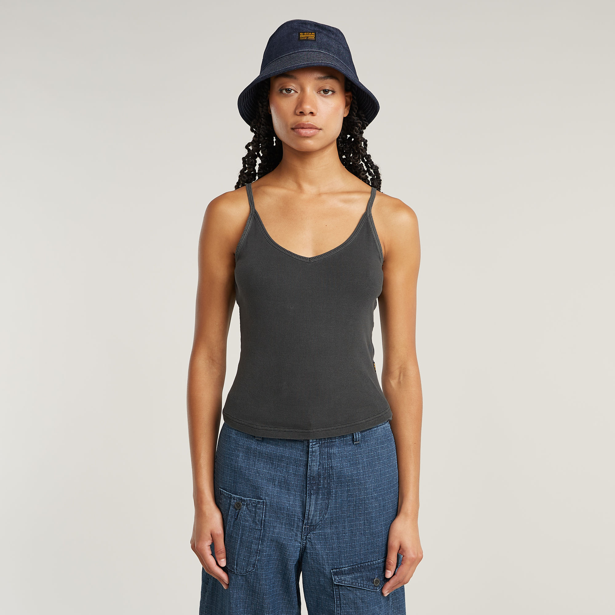 G-Star RAW Spaghetti Strap Rib Top - Zwart - Dames