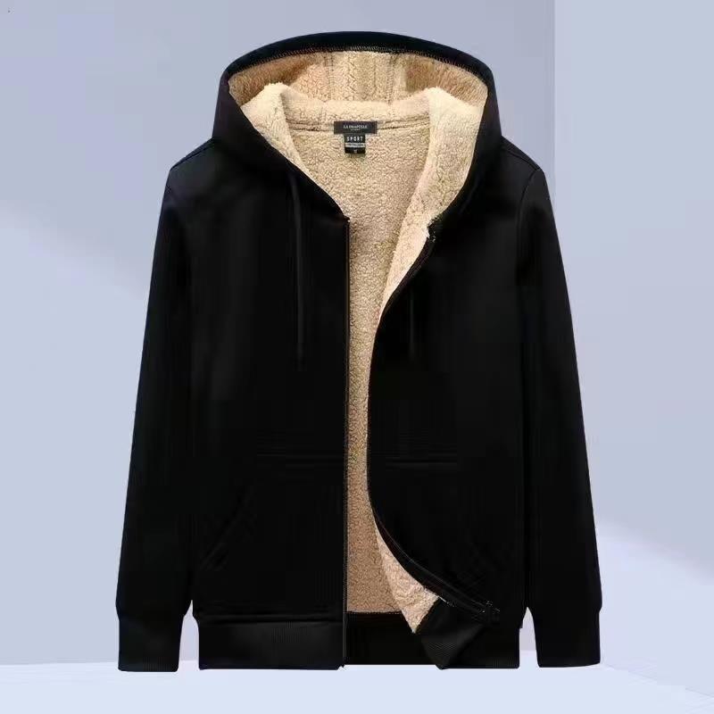 VantaGoods Casual herenvest met capuchon en rits - herfst/winter plus fluweel, verdikt en effen kleur, losse pasvorm. M [90-105 catty]