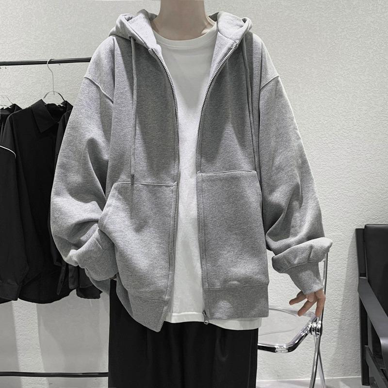 VantaGoods Retro Casual Hooded Cardigan voor heren – Lente/Herfst High Street Fashion Sweatshirt 4XL zwart