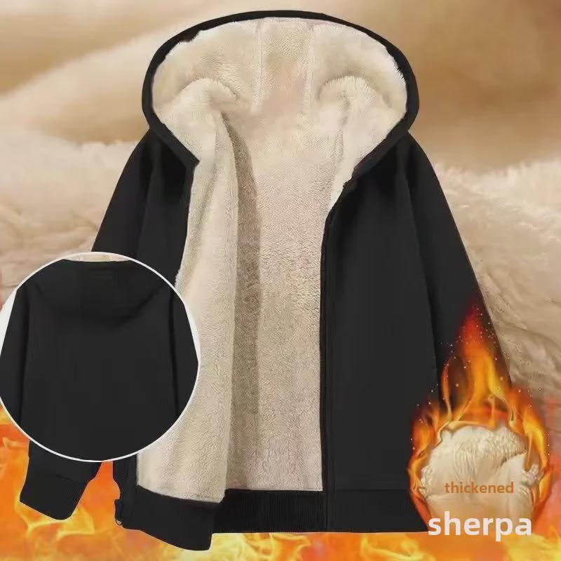 VantaGoods Herenvest met capuchon van lamsvacht: Warme, fluwelen, verdikte trui voor herfst en winter. 4XL
