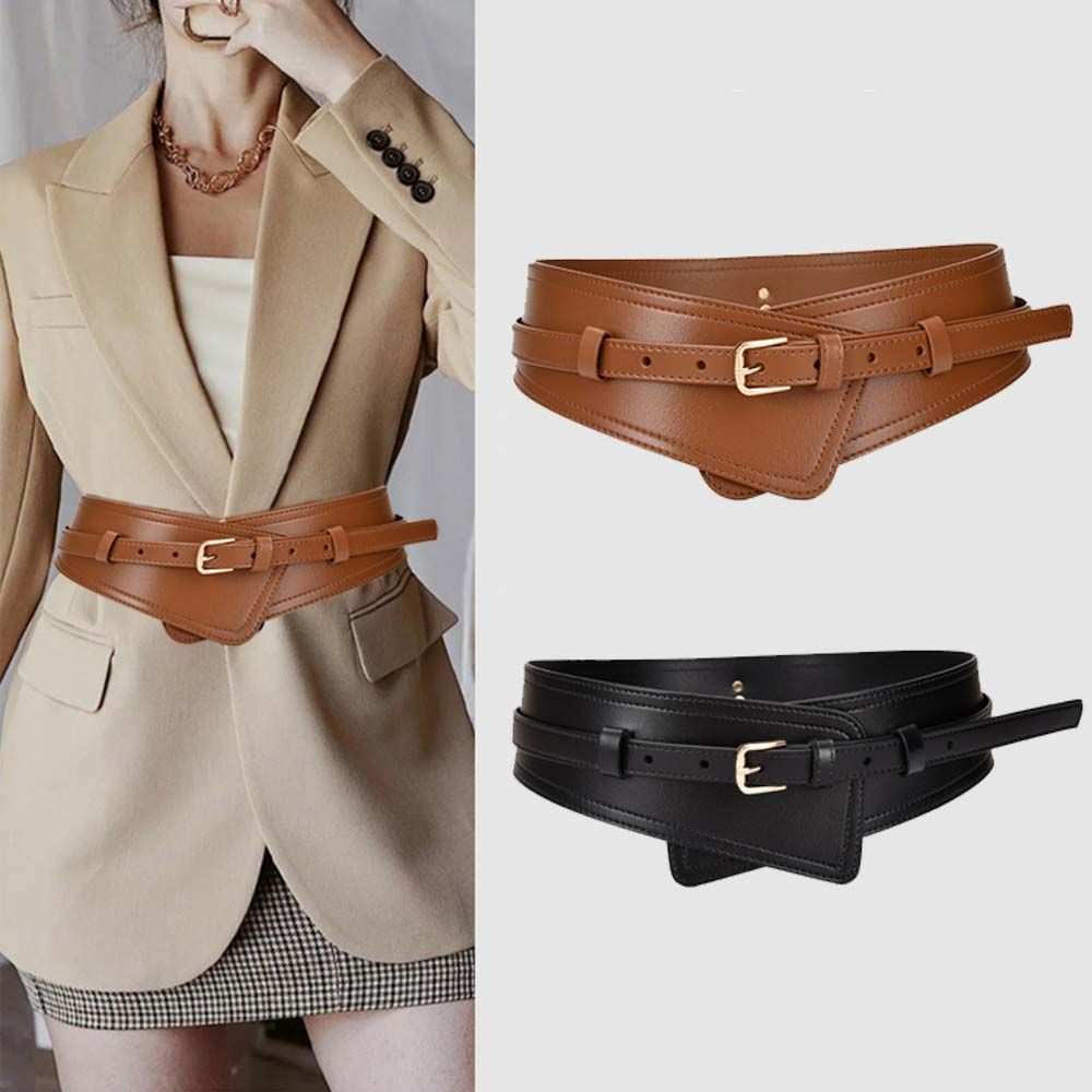 Anongkai Alloy buckle Wide Belts PU Leather Belts For Women Fashion Waist Belt  Women 110cm