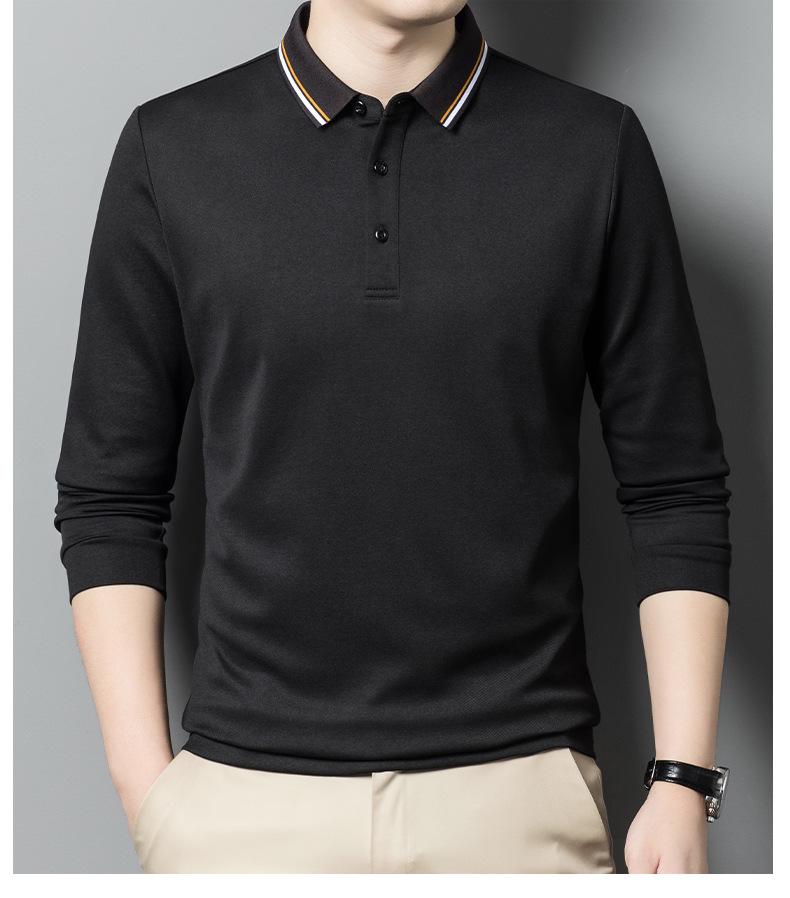 VantaGoods Heren poloshirt met lange mouwen - effen zakelijk casual top Medium koningsblauwe kleur