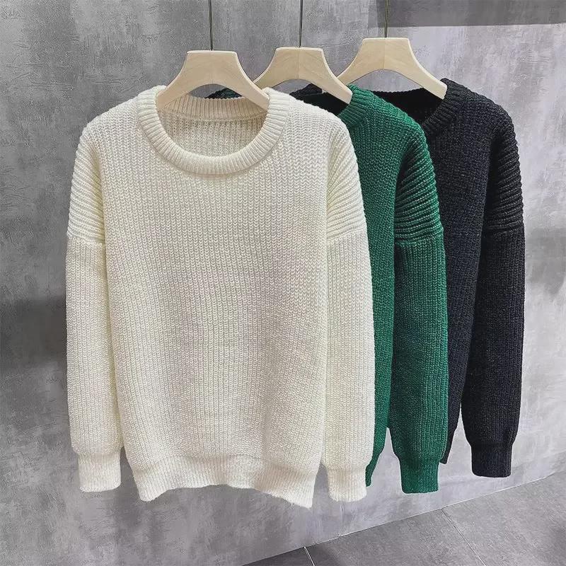 VantaGoods Effen ronde hals trui voor heren - 2023 herfst/winter gebreide trui mode 2XL zwart