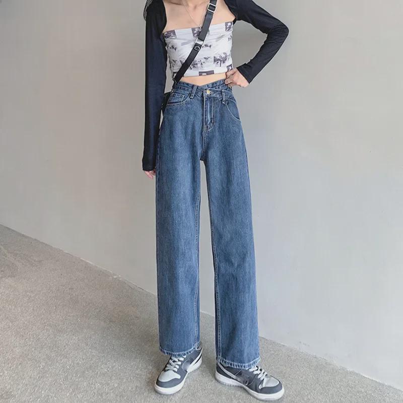 VantaGoods Dames High-Waist Retro Wide-Leg Jeans - Nieuw slank, losjes dweilend ontwerp 2XL