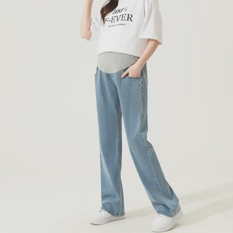 VantaGoods Hoge elastische Tencel zwangerschapsbroek met wijde pijpen - Casual zomerkleding 5XL
