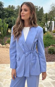 The Musthaves Detailed Strik Blazer Pastel Blauw