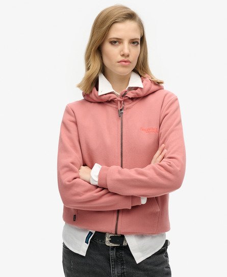 Superdry Vrouwen Essential Logo Hoodie met Rits Roze