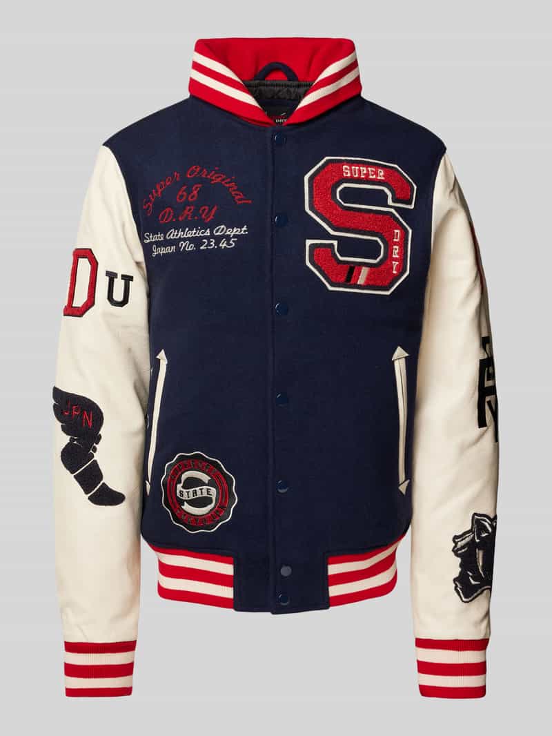 Superdry Collegejack van wolmix met opstaande kraag