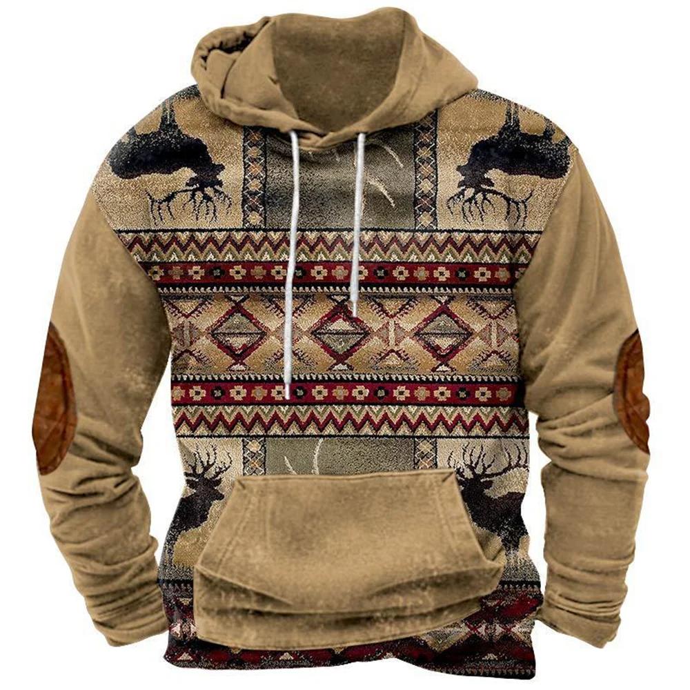 Bobby3 Retro Pullover Casual Hoodies Voor Heren Etnische Stijl Sweatshirt Lange Mouw Kleding Voor Heren Kleding Herfst Oversized Jas L